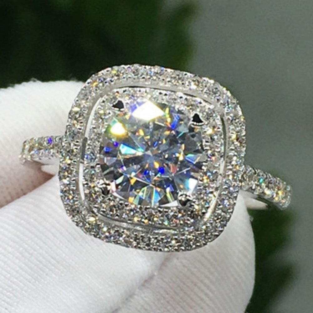 💎High Quality Shiny Round CZ Bling Square Micro Classic Wedding Ring, UNVN12137 - Picture 3 of 5